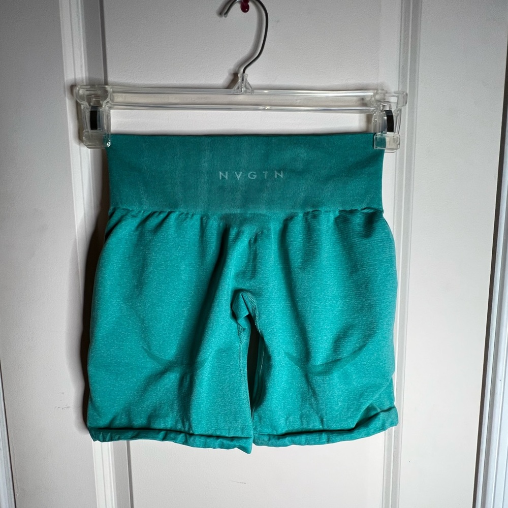 nvgtn shorts seamless turquoise high waist contour
